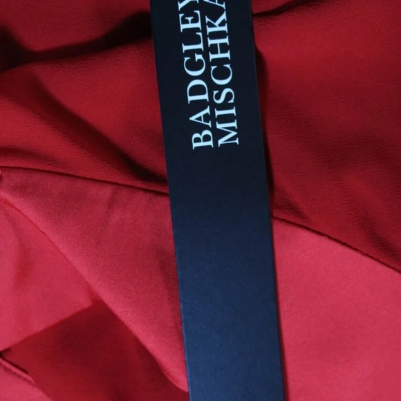Badgley Mischka - Draped One Shoulder Mini Dress Bright Red Size Medium NWT - Picture 4 of 6
